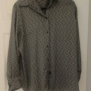 Black and White Patterned Button-Up Shirt